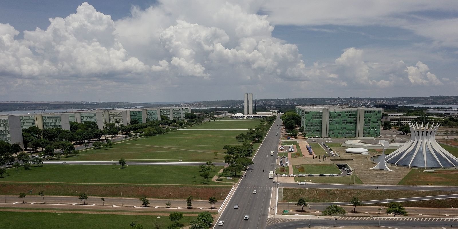 Vista aérea da Esplanada dos Ministérios, em Brasília