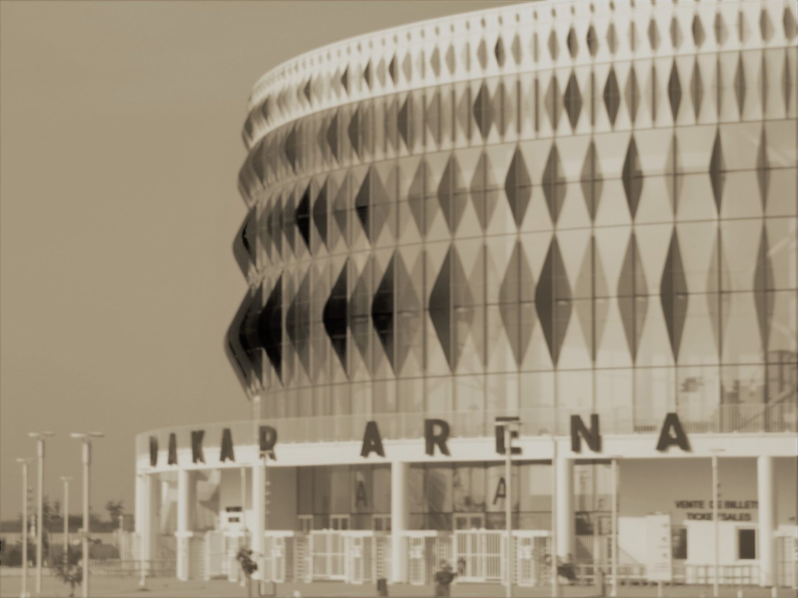 Fachada da Dakar Arena, em Diamniadio, Senegal, em 2019.